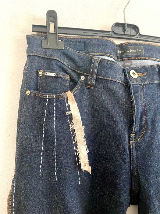 Дънки, дамски - бутикова изработка ръчно декорирани, уникат, редизайн