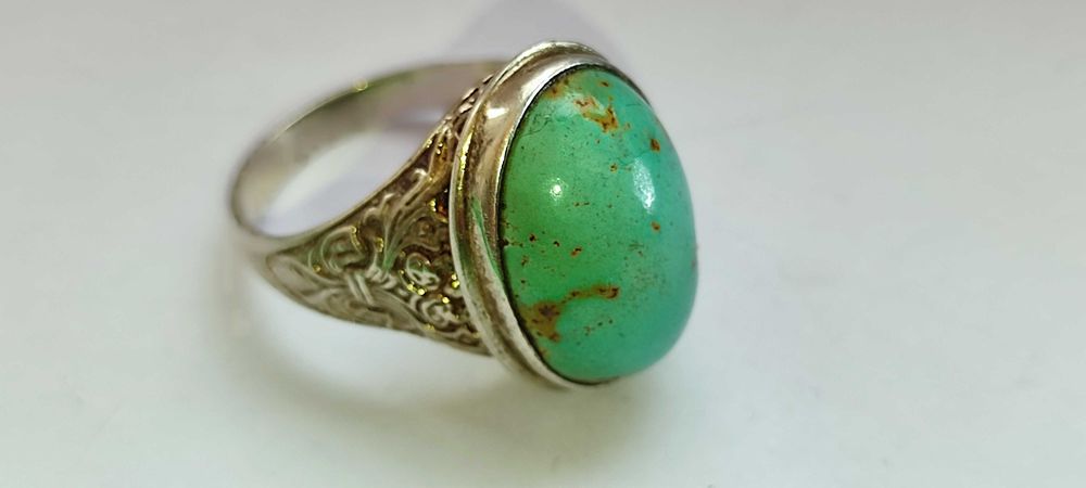 Красивое женское серебряное кольцо с камнем БИРЮЗА