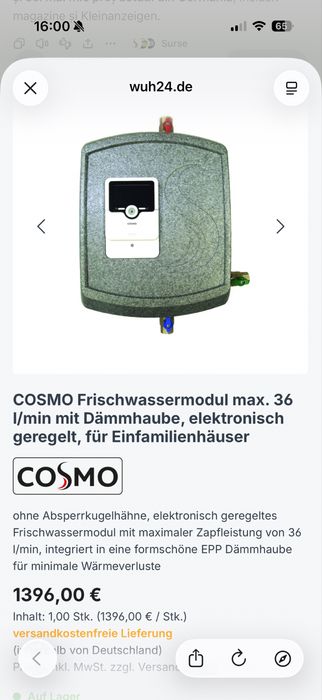 Stație preparare apă caldă menajeră COSMO Typ M – 36 l/min – Germania