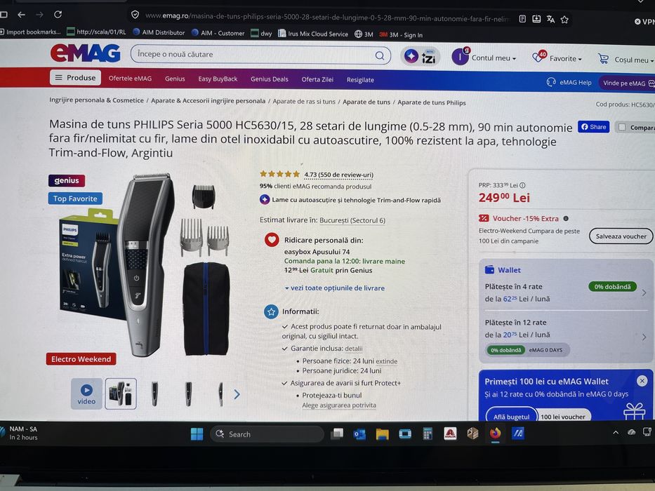 Masina de tuns Philips Seria 5000 HC5630 -noua in garantie