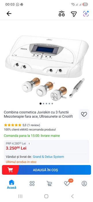 Combina cosmetica Juviskin cu 3 functii Mezoterapie fara ace, Ultrasun