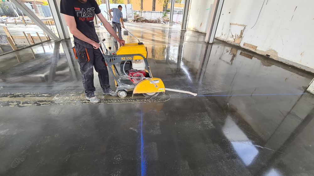 Sapa din beton elicopterizata industrial finisat cu elicopter, cuart