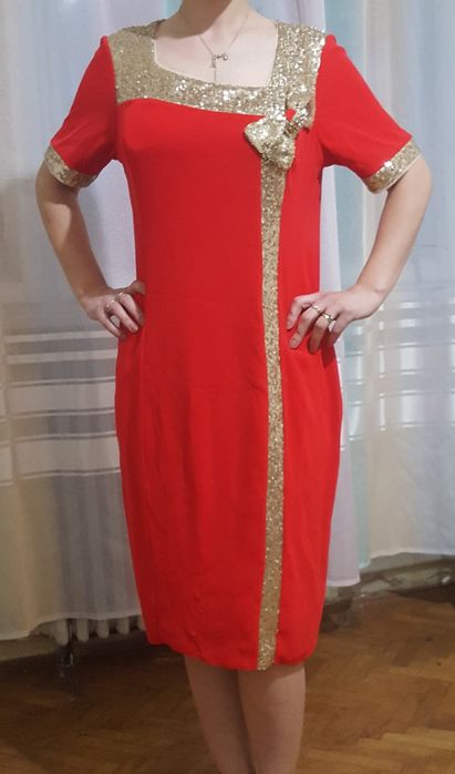 Rochie rosie odrica abiye marimea 44 / L