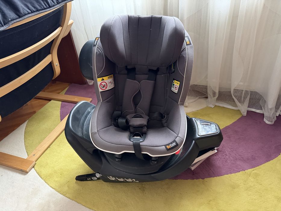 Scaun auto 360 BeSafe iZi Turn i-Size gri metallic melange cu insertii pentru nou-nascut