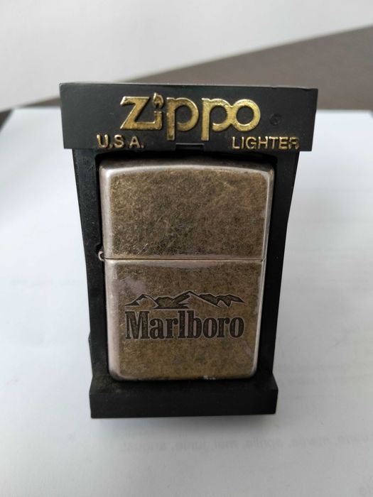 Zippo Marlboro original -Antique Brass-2000-NEFOLOSIT-cutie+certificat