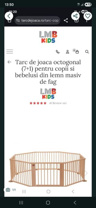 Tarc de joaca octogonal (7+1) ca NOU, copilul nu a stat in tarc deloc