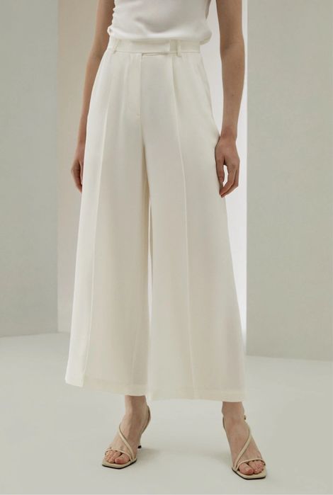 LilySilk Pantaloni albi matase naturala