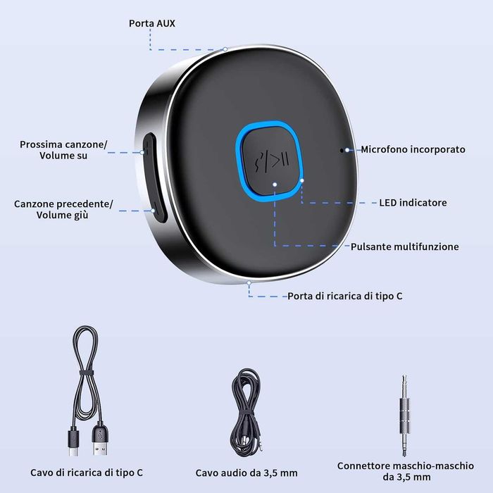 Hoppac Bluetooth 5.0 AUX Адаптер за кола – Hands-free разговори