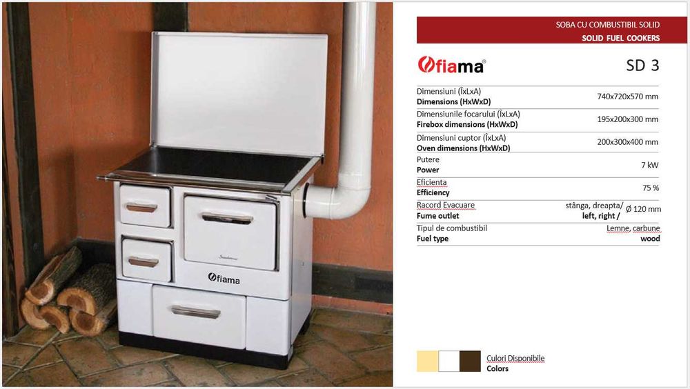 Soba de gatit si incalzit FIAMA SD 3 DP, 7 Kw