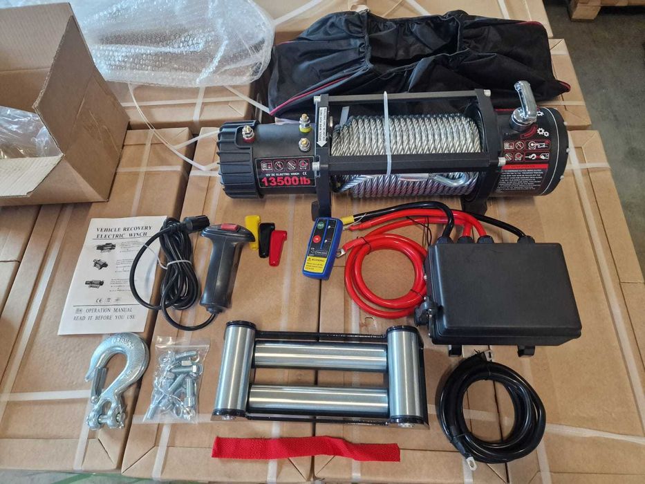 Troliu auto 13500LBS cu cablu oțel și motor cu bobinaj 100% din cupru | Troliu off-road profesional 12V