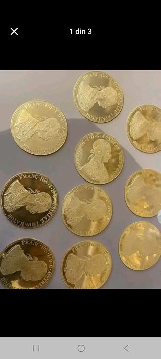 Vand monede placte cu aur de 24k Franc Iosef 4 ducat , 1/1 cu cele ori