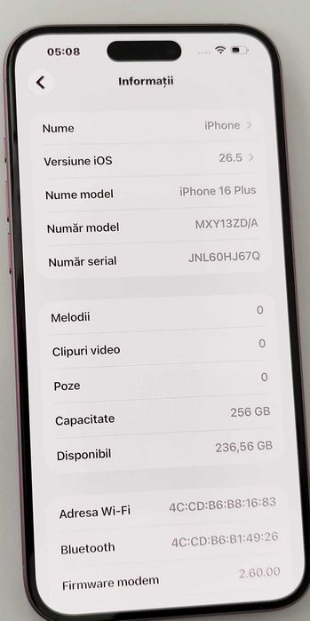 (AG35) Telefon Apple iPhone 16 Plus 256 Gb     B 36128-Garantie 2 ani!