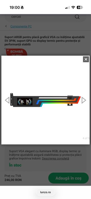 Suport gpu cu display + display secundar pc laptop gaming cpu