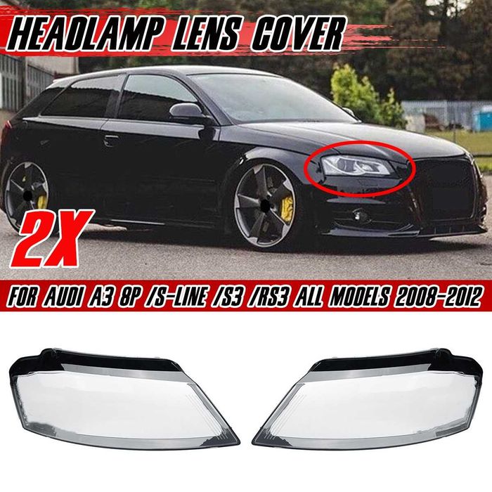Комплект стъкла за фарове на Audi A3 2008-2012 facelift, ляво и дясно