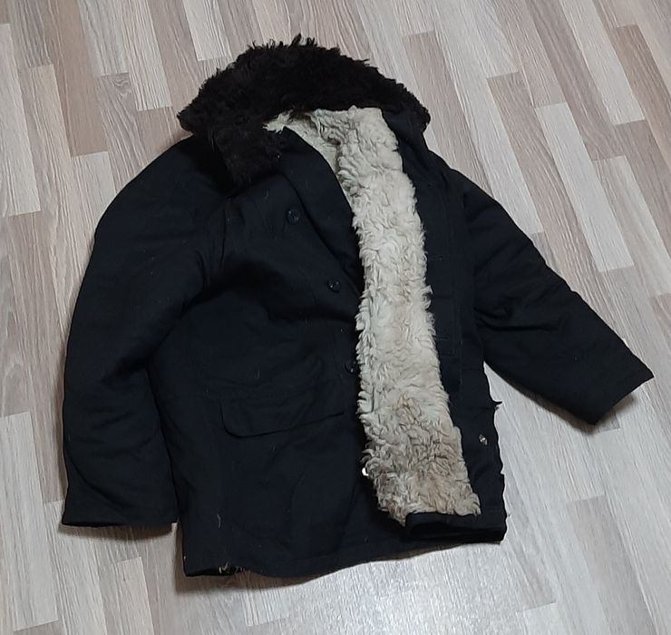 Полушубок тулуп крытый очень тёплый