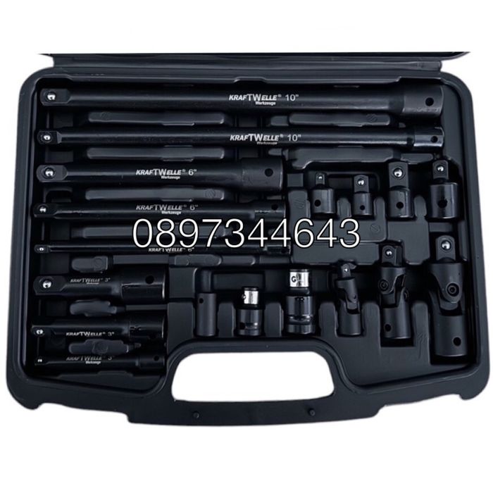 Ударни преходници-адаптери 1/4", 3/8" и 1/2" 18 части KraftWelle