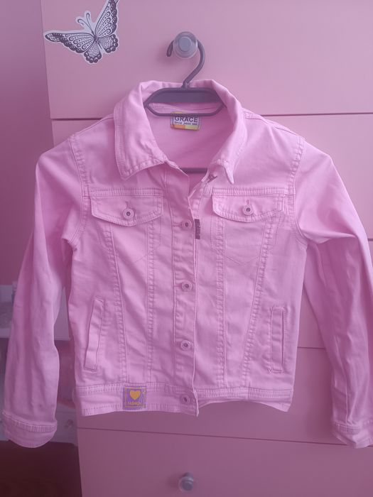 Розово дънково яке