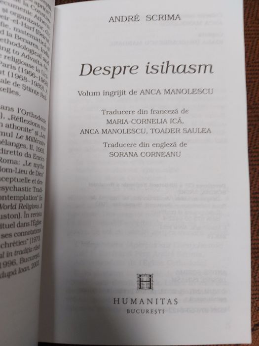 Carte Isihasm Andre Scrima