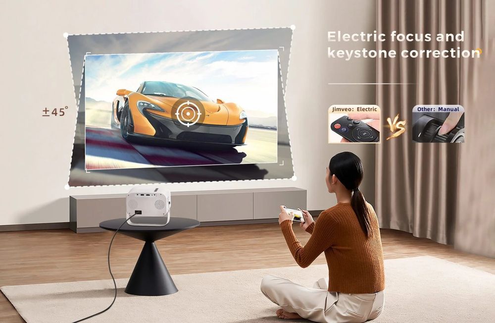Висококачествен Проектор Jimveo 1080p Full HD  WiFi 6 и Bluetooth 5.2