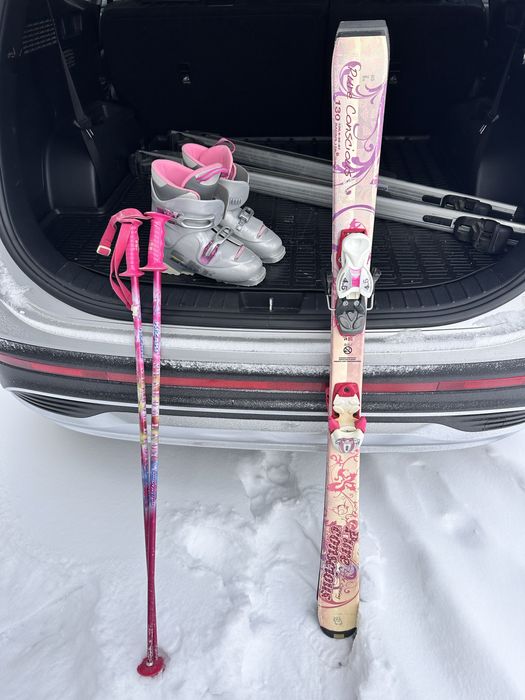 Лыжи палки ботинки детские на девочку