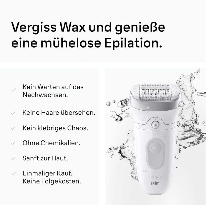 Braun Silk·épil 7 Епилатор за жени, Дамска самобръсначка, 7-011, Сребрист