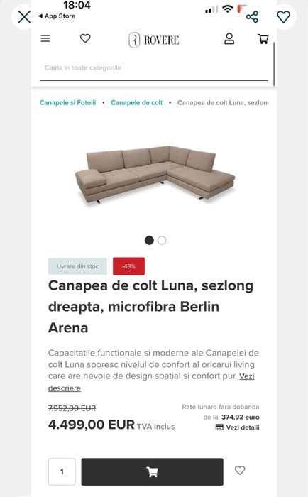 Canapea de colt Rovere