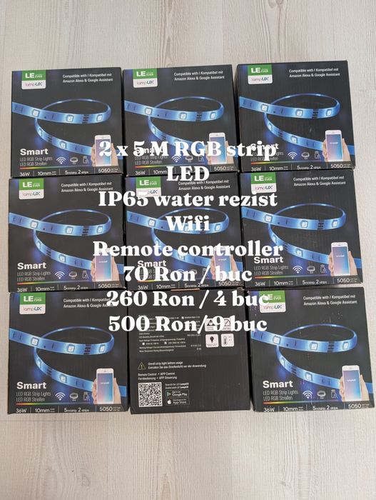 9 x Benzi Led RGB IP65, WiFi, Autoadezive