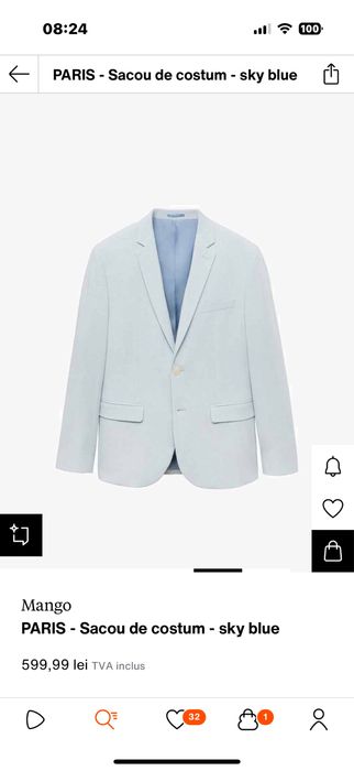 Costum MANGO light blue, perfect pentru adolescenti