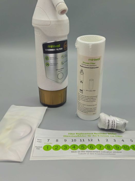Филтър за душ Miniwell -двустепенна филтрация и сменяем памучен филтър