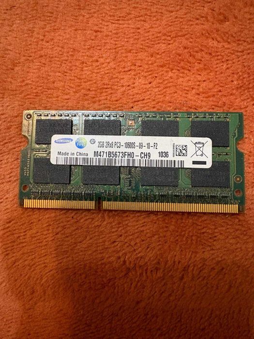 Placută RAM Samsung 2GB DDR3-1333 pentru laptop – funcțională