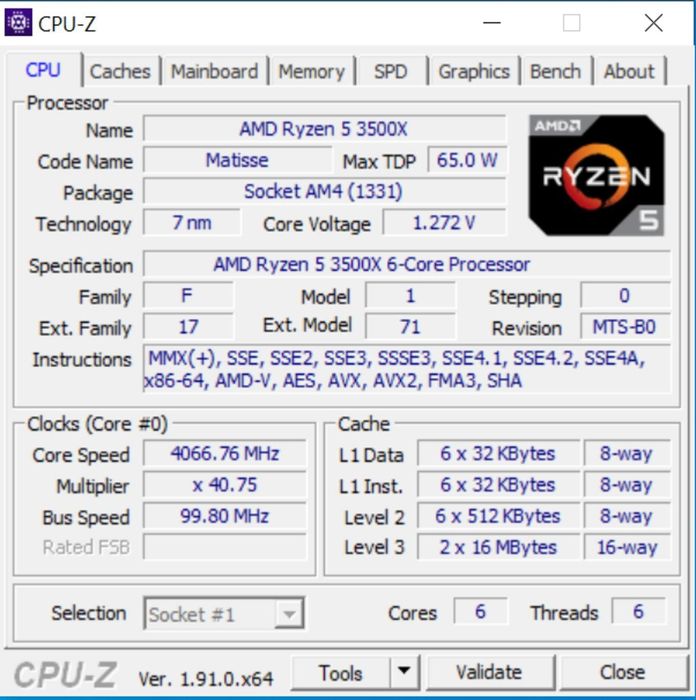 Ryzen 3500x 6 ядер 6 потоков