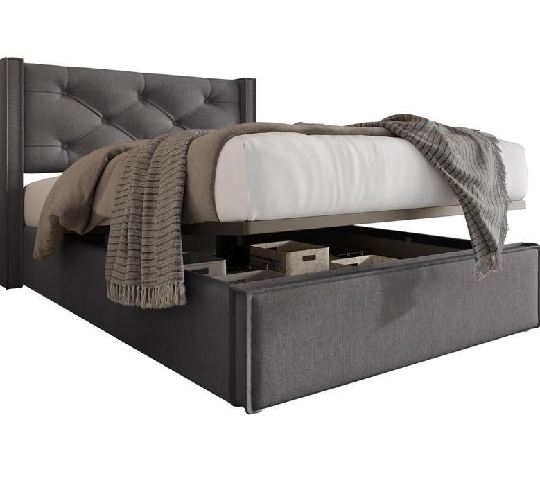 Pat simplu hidraulic 90 x 200 cm cu spațiu de depozitare și somieră