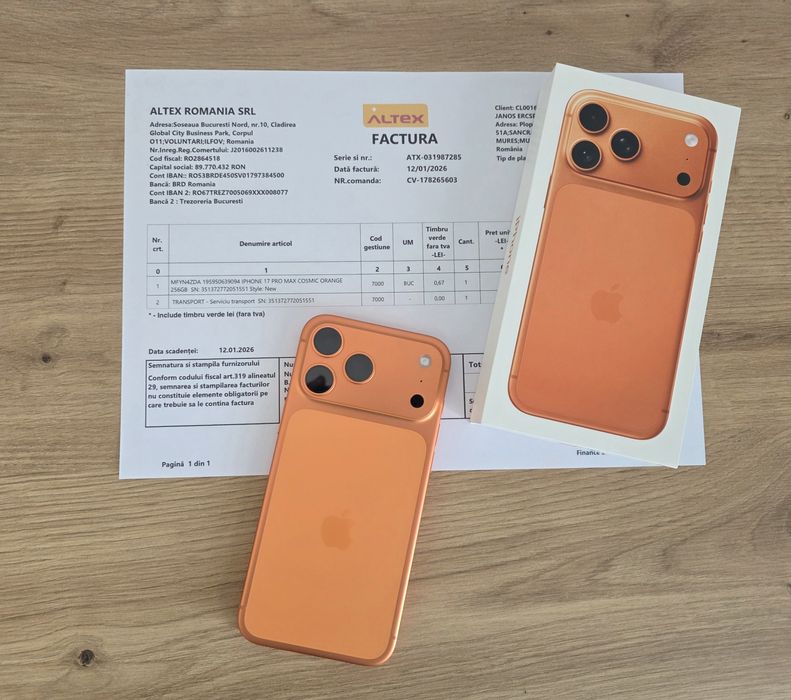 iPhone 17 Pro Max 256Gb Cosmic Orange NOU Garanție 2 Ani Factură