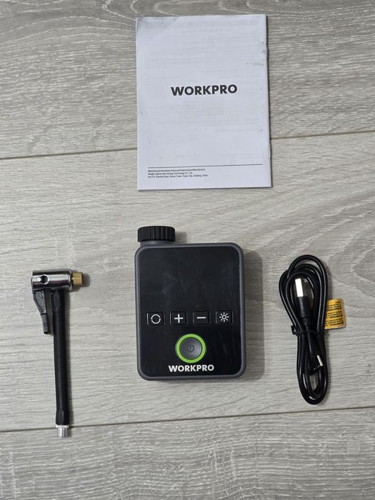 Compresor electric fără fir WORKPRO 140 PSI – portabil, cu ecran LED