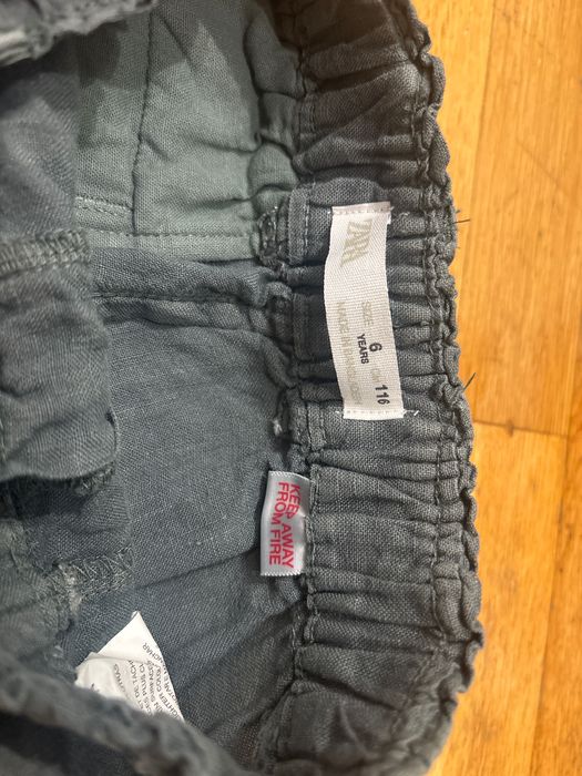 Zara тъмно зелен ленен панталон размер 116