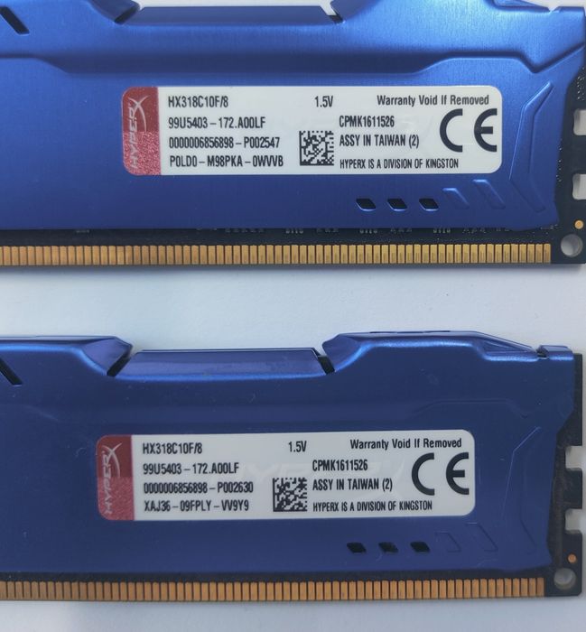 RAM 8 GB x 2 buc DDR3 Hyper Fury