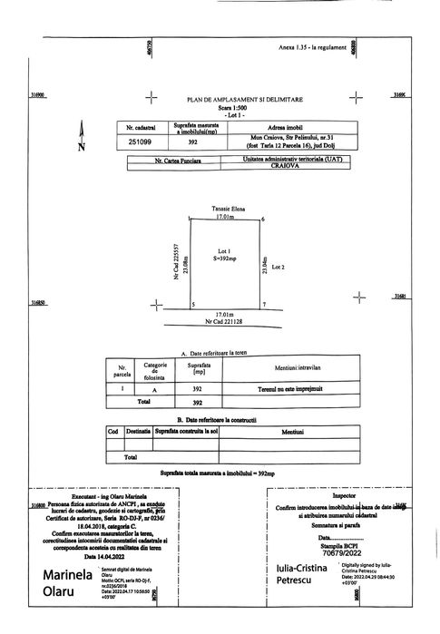 Vând teren Bariera Vâlcii 392 MP lângă Centura Craiovei