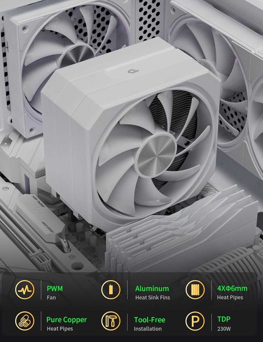 Cooler CPU upHere gaming up1TC4 White CPU Air Cooler,AMD Intel TDP230W