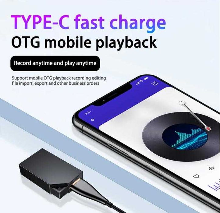 3см Диктофон Гласова Активация 2х Микрофона Подслушване Аудио Рекордер