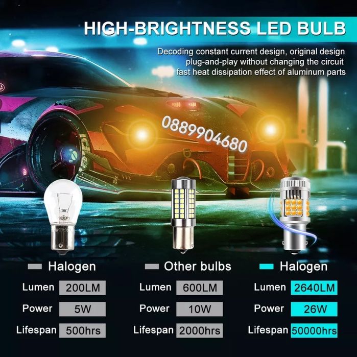 Лед крушки за мигачи и DRL LED T20 1156/1157 (12 - 24 V.)