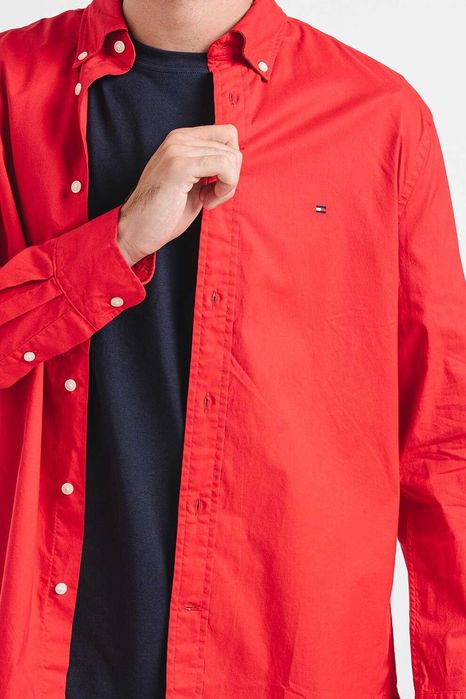 Camasa Tommy Hilfiger | XXL | Regular | Albastru melange/glaciar, Rosu