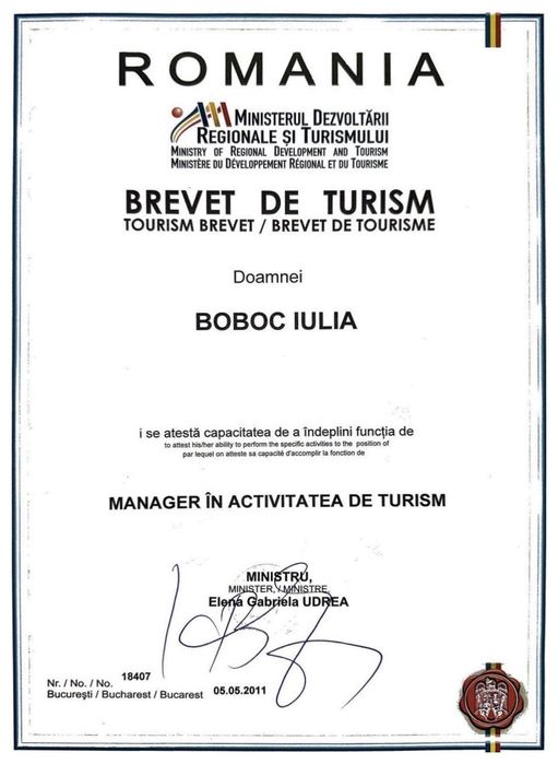 Brevet Turism | Contract de Management