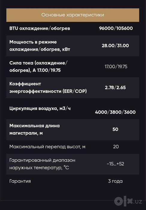 AUX 100BTU  колонная сплит система