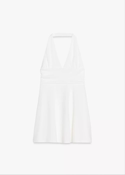 Нова бяла halter рокля ZARA