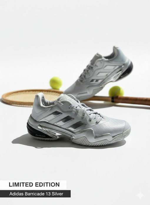 Оригигал Adidas barricade 13 silver размер 38/38,5