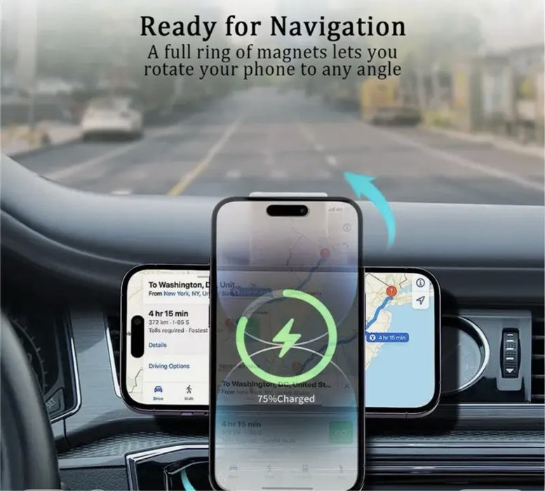 Магнитно безжично зарядно за кола iphone