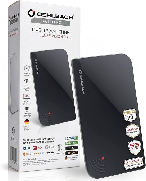 Antenă digitală de interior - Amplificator DVB-T2 activ