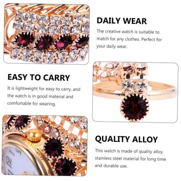 Бижу 3в1 дамски часовник гривна и пръстен