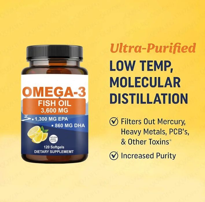 Omega 3 Cea mai mare concentratie de pe piata pe portie ! 2160 mg omega3 activ dintre care 1300 mg EPA !!