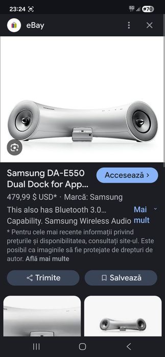 Vind boxa bluetooth si dock Samsung DA-E550